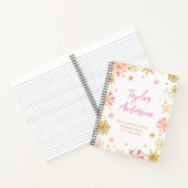 ピンクと金ゴールドの雪片ベビー誕生統計 ノートブック (内部)