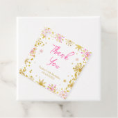 ピンクと金ゴールドの雪片誕生日ありがとう フェイバータグ (インサイチュ)