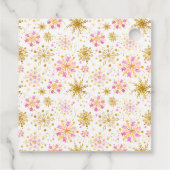 ピンクと金ゴールドの雪片誕生日ありがとう フェイバータグ (裏面)