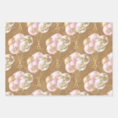 ピンクと金ゴールドの風船パターン赤ちゃん女の子 ラッピングペーパーシート (正面2)