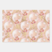 ピンクと金ゴールドの風船パターン赤ちゃん女の子 ラッピングペーパーシート (正面)