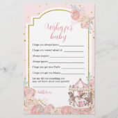 ピンクと金ゴールドの魔法の回転木馬がベビーを願う (正面)