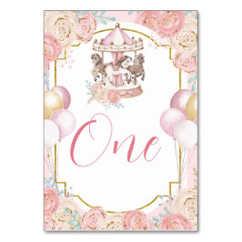 ピンクと金ゴールドの魔法の回転木馬テーブル番号 テーブルナンバー