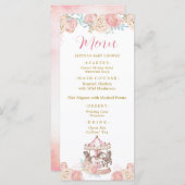 ピンクと金ゴールドの魔法の回転木馬ベビーシャワーメニュー メニュー (正面/裏面)