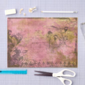 ピンクと金ゴールドの鳥の分離 薄葉紙 (クラフト)