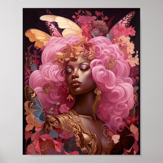 ピンクと金ゴールドの黒女神 ポスター (正面)
