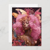 ピンクと金ゴールドの黒女神 ポストカード (正面/裏面)