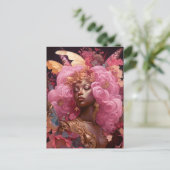 ピンクと金ゴールドの黒女神 ポストカード (スタンド正面)