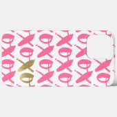 ピンクと金ゴールドのXOXOパターン Case-Mate iPhoneケース (裏面 (横))