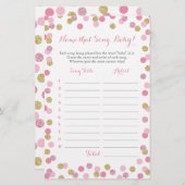 ピンクと金ゴールドはベビーソング赤ちゃんシャワーゲームを推測 (正面/裏面)