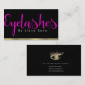 ピンクと金ゴールドまつ毛アーティストエクステンションアーティストリー 名刺 (正面/裏面)