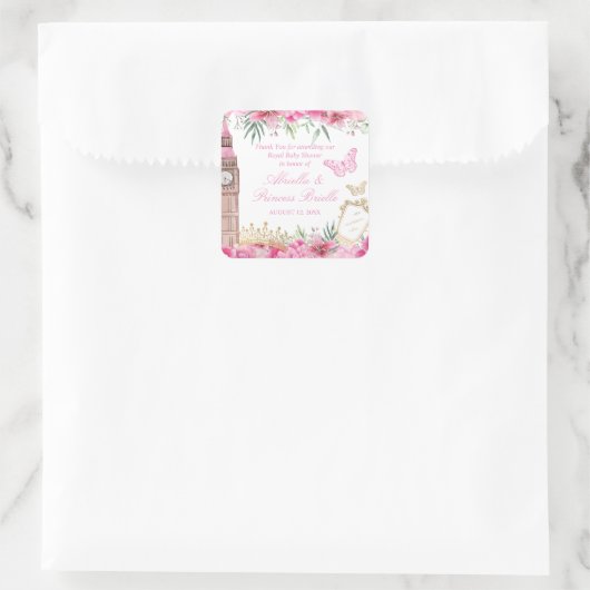 ピンクと金ゴールドを一度だけタイムプリンセスシール スクエアシール (バッグ)