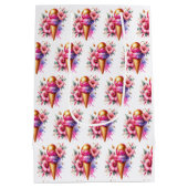 ピンクと金ゴールドアイスクリームゴールデン誕生日 ミディアムペーパーバッグ (裏面)