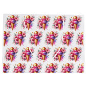 ピンクと金ゴールドアイスクリームゴールデン誕生日 ラージペーパーバッグ (裏面)