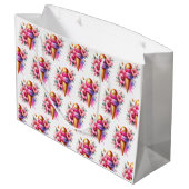 ピンクと金ゴールドアイスクリームゴールデン誕生日 ラージペーパーバッグ (裏面アングル)