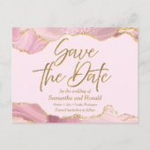 ピンクと金ゴールドアガテ日付を保存 案内ポストカード (正面)