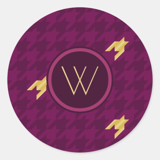 ピンクと金ゴールドアクセントステッ千鳥格子のカー ラウンドシール (正面)