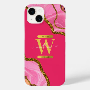 ピンクと金ゴールドアゲエデモノグラム Case-Mate iPhone 14ケース