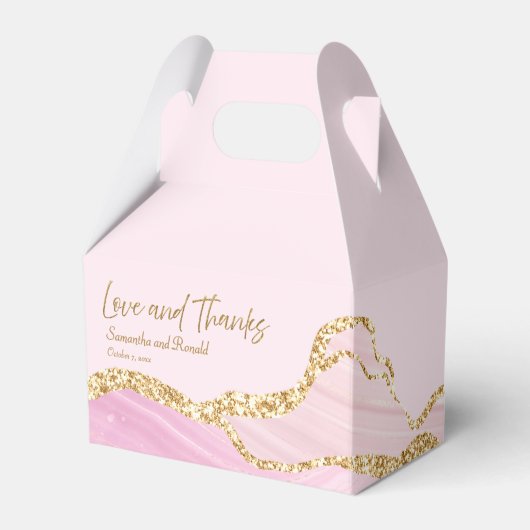 ピンクと金ゴールドアゲテの愛感謝していと結婚の数 フェイバーボックス (正面サイド)