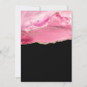 ピンクと金ゴールドアゲテはっきりしたブラック30歳の誕生日 招待状 (裏面)