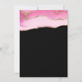 ピンクと金ゴールドアゲテはっきりしたブラック40歳の誕生日 招待状 (裏面)