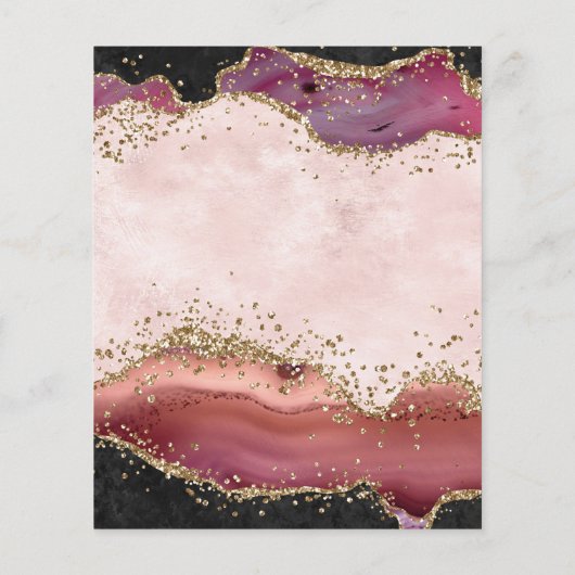 ピンクと金ゴールドアゲートグリッター誕生日カード (裏面)