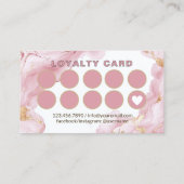 ピンクと金ゴールドアゲートネイルサロンマニキュリスト ロイヤリティカード (裏面)