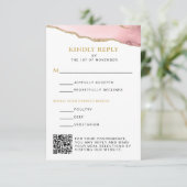 ピンクと金ゴールドアゲートバルミツワー垂直 出欠カード (スタンド正面)