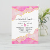 ピンクと金ゴールドアゲートリハーサルディナー 招待状 (スタンド正面)