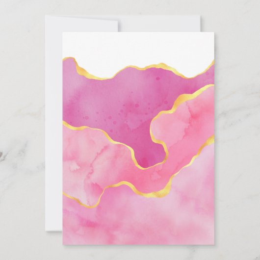 ピンクと金ゴールドアゲートリハーサルディナー 招待状 (裏面)