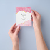 ピンクと金ゴールドアゲート結婚式招待状 チラシ (手)