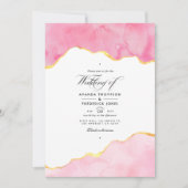 ピンクと金ゴールドアゲート結婚式招待状 招待状 (正面)