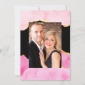 ピンクと金ゴールドアゲート結婚式招待状 招待状 (裏面)