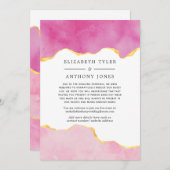 ピンクと金ゴールドアゲ減らテ結婚トのゲストリスト 案内状 (正面/裏面)