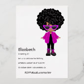 ピンクと金ゴールドアフリカ系アメリカ誕生日 箔招待状 (裏面)