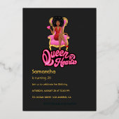 ピンクと金ゴールドアフロ誕生日パーティーフォイル招待状 箔招待状 (裏面)