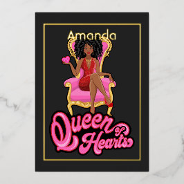 ピンクと金ゴールドアフロ誕生日パーティー 箔招待状