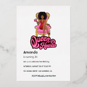 ピンクと金ゴールドアフロ誕生日パーティー 箔招待状 (裏面)