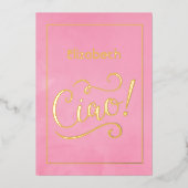 ピンクと金ゴールドイタリアンワインブライダルシャワー 箔招待状 (正面)