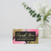 ピンクと金ゴールドインクご購入いただきありがとうございます 名刺 (スタンド正面)