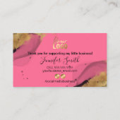 ピンクと金ゴールドインクご購入いただきありがとうございます 名刺 (裏面)