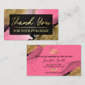 ピンクと金ゴールドインクご購入いただきありがとうございます 名刺 (正面/裏面)