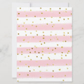 ピンクと金ゴールドウィンターウッドランドトラックファースト誕生日 招待状 (裏面)