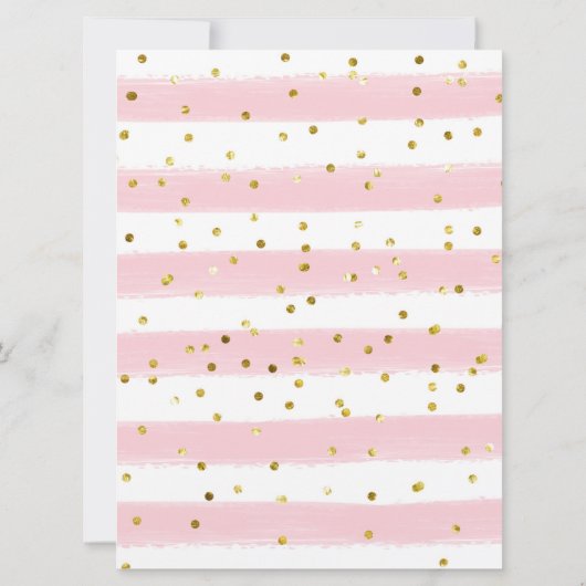 ピンクと金ゴールドウィンターウッドランドトラックファースト誕生日 招待状 (裏面)