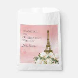 ピンクと金ゴールドエッフェルタワーありがとう フェイバーバッグ