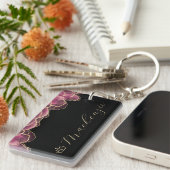 ピンクと金ゴールドエレガントのスクリプパーソナライズされたト キーホルダー (正面右)