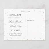 ピンクと金ゴールドエレガントの星の日付はがきを保存 案内ポストカード (裏面)