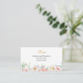 ピンクと金ゴールドエレガントキンセニェラRSVP エンクロージャーカード (スタンド正面)