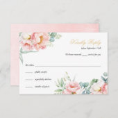 ピンクと金ゴールドエレガントクインセエーネラRSVPカード 招待状 (正面/裏面)