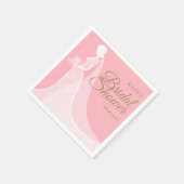 ピンクと金ゴールドエレガントレースガウンブライダルシャワー スタンダードカクテルナプキン (角)